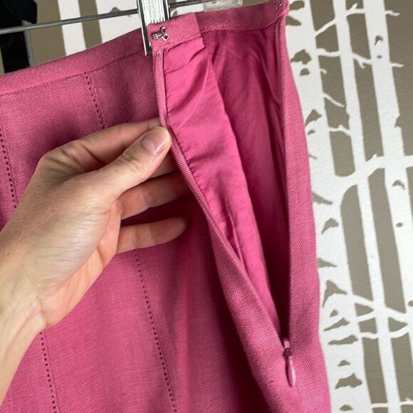 Talbots Pure Irish Linen A-Line Midi Skirt Bubblegum Pink 6 - Picture 5 of 10
